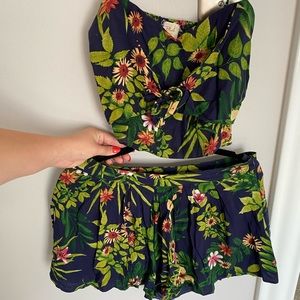 Floral shorts & cropped tank set.